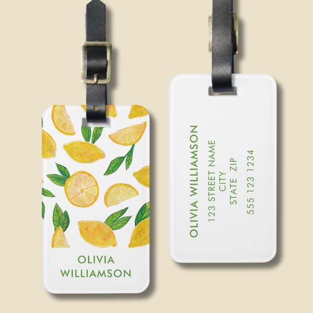 Etiqueta De Bagagem Citrus lemon fruit pattern (Personalised lemon pattern luggage tag)