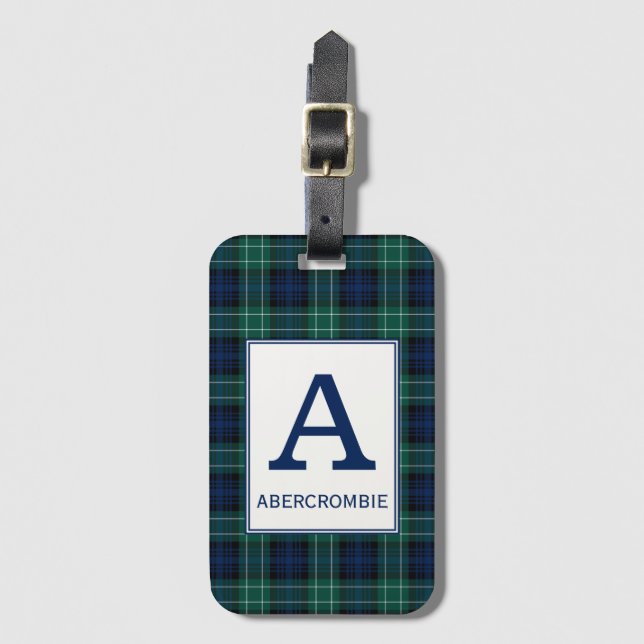 Etiqueta De Bagagem Clan Abercrombie Tartan Monogrammed (Frente Vertical)