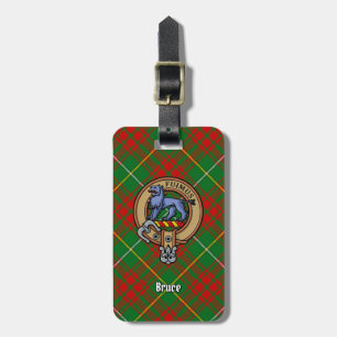 Etiqueta De Bagagem Clan Bruce Crest sobre caçar Tartan