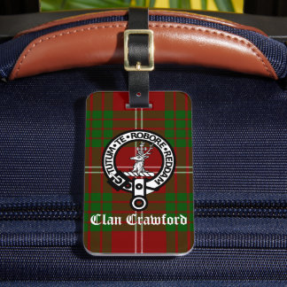 Etiqueta De Bagagem Clan Crawford Crest Tartan