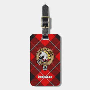 Etiqueta De Bagagem Clan Cunningham Crest sobre Tartan