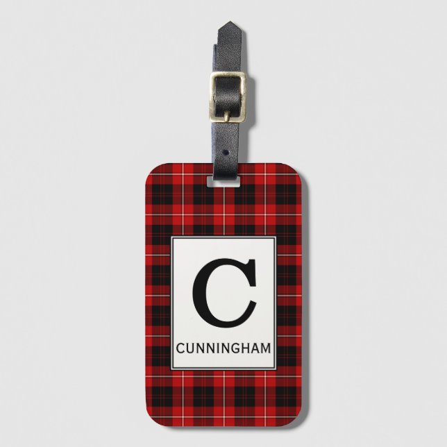 Etiqueta De Bagagem Clan Cunningham Tartan Monogrammed (Frente Vertical)