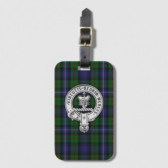 Etiqueta De Bagagem Clan Donnachaidh (Robertson) Crest/Hunting Tartan (Frente Vertical)
