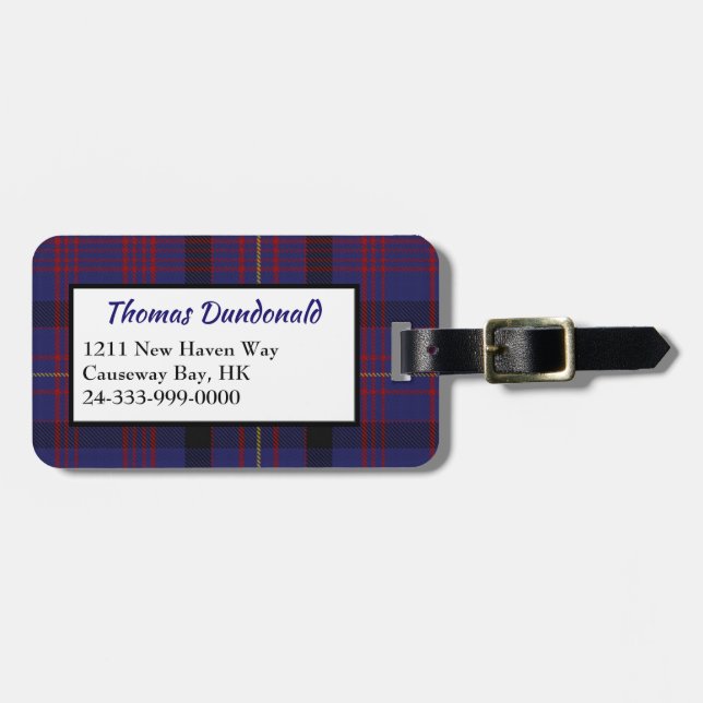 Etiqueta De Bagagem Clan Dundonald Tartan Xadrez Bagagem (Frente Horizontal)