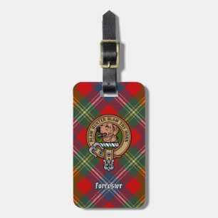 Etiqueta De Bagagem Clan Forrester Crest sobre Tartan