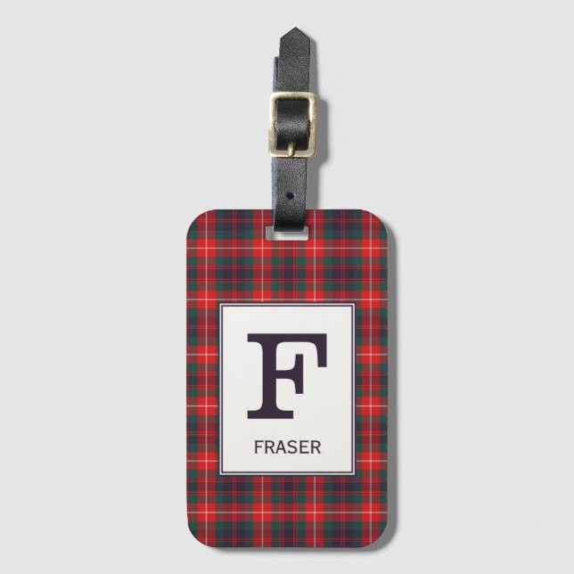 Etiqueta De Bagagem Clan Fraser de Lovat Tartan Monogrammed (Frente Vertical)
