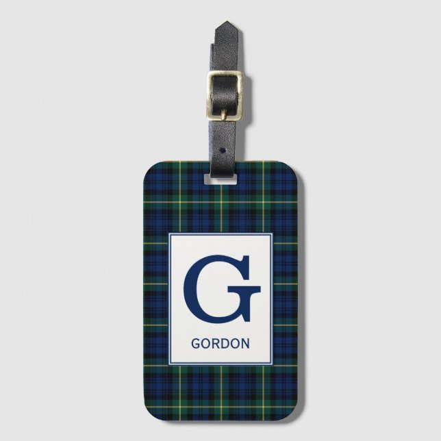 Etiqueta De Bagagem Clan Gordon Tartan Monogrammed (Frente Vertical)