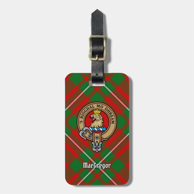 Etiqueta De Bagagem Clan Gregor Crest sobre Tartan (Frente Vertical)