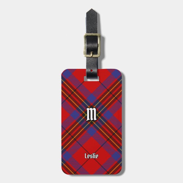 Etiqueta De Bagagem Clan Leslie Red Tartan (Frente Vertical)