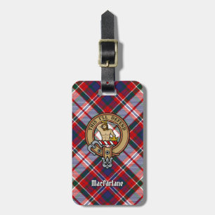 Etiqueta De Bagagem Clan MacFarlane Crest sobre o vestido Tartan