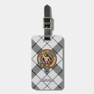 Etiqueta De Bagagem Clan MacFarlane Crest sobre Tartan Preto e Branco