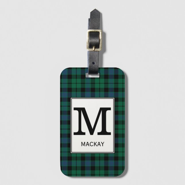 Etiqueta De Bagagem Clan MacKay Tartan Monogrammed (Frente Vertical)