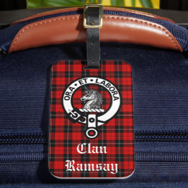 Etiqueta De Bagagem Clan Ramsay Crest Crachá & Tartan Personalizável