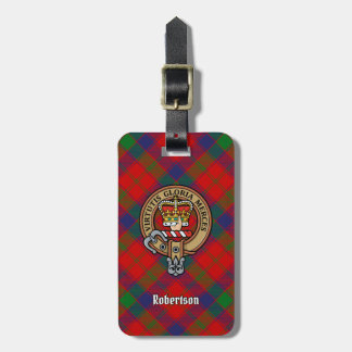 Etiqueta De Bagagem Clan Robertson Crest sobre Tartan