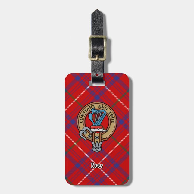 Etiqueta De Bagagem Clan Rosa Crest sobre Tartan (Frente Vertical)