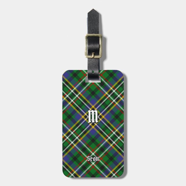 Etiqueta De Bagagem Clan Scott Green Tartan Luartigo (Frente Vertical)