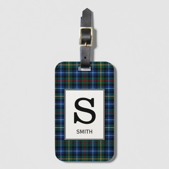 Etiqueta De Bagagem Clan Smith Tartan Monogrammed (Frente Vertical)