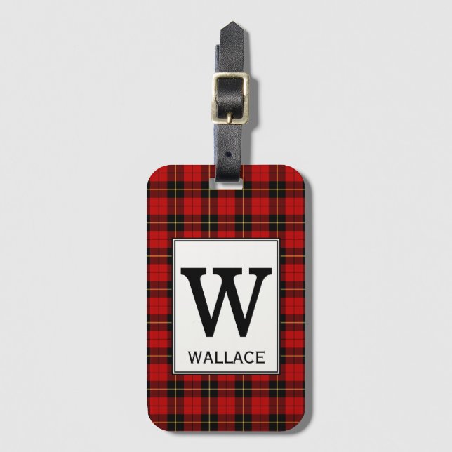 Etiqueta De Bagagem Clan Wallace Tartan Monogrammed (Frente Vertical)