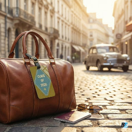 Etiqueta De Bagagem Class of 2026 Retro Gold & Teal Star Graduation