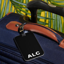 Etiqueta De Bagagem Classic Monogram Minimal Simple Black Typography