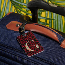 Etiqueta De Bagagem Clássica Monograma - Letra G vermelha escura
