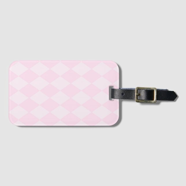 Etiqueta de Bagagem Clássica Rosa Argyle de Design (Frente Horizontal)