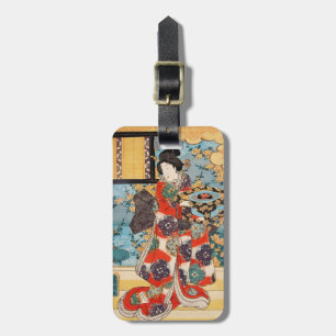 Etiqueta De Bagagem Clássico japonês vintage gueixa ukiyo-e Utagawa