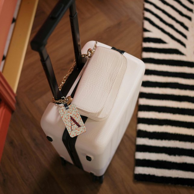 Etiqueta De Bagagem Clássico - Letra Floral Monograma A vermelha (Criador carregado)