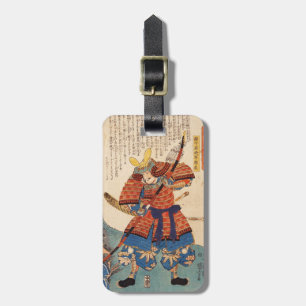 Etiqueta De Bagagem Clássico ukiyo-e japonês vintage guerreiro samurai