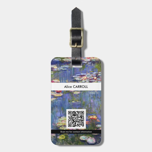 Etiqueta De Bagagem Claude Monet - Lírios/Ninfas - Código QR (Frente Vertical)