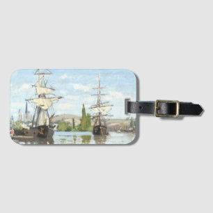 Etiqueta De Bagagem Claude Monet. Navios a voar no Sena em Rouen