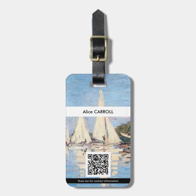 Etiqueta De Bagagem Claude Monet - Regattas na Argentina - Código QR (Frente Vertical)
