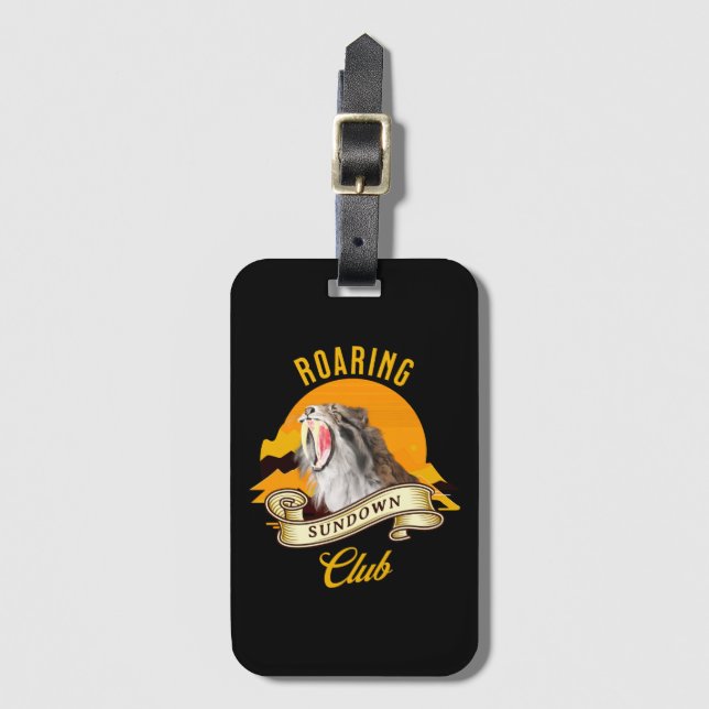 Etiqueta De Bagagem Clube de Aventura do Pôr do Sol Retro do Tigre-den (Frente Vertical)