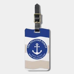 Etiqueta De Bagagem Clube de Iate Vintage Âncora Azul Família Emblema 