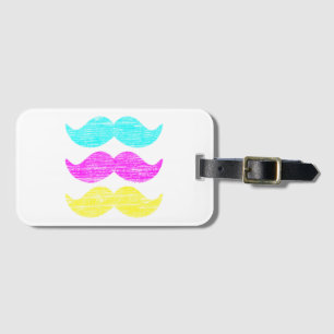 Etiqueta De Bagagem CMY Mustaches (estilo letterpress) Cyan Magenta Y