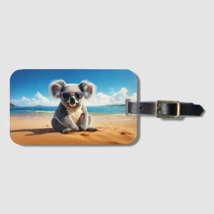 Etiqueta De Bagagem Coala numa praia arenosa