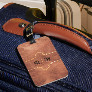 Etiqueta De Bagagem Cobre Russo do Monograma Personalizado