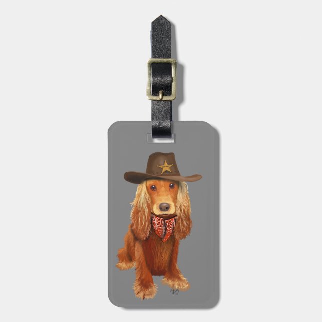 Etiqueta De Bagagem Cocker Spaniel Cowboy (Frente Vertical)