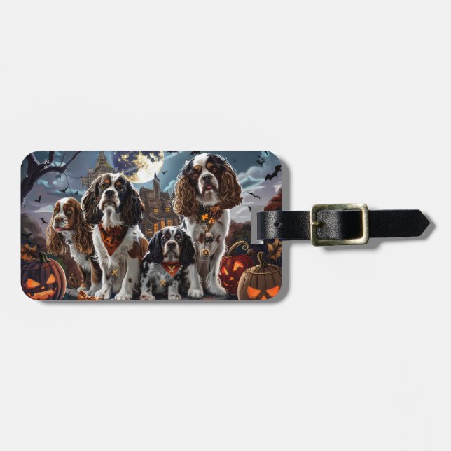 Etiqueta De Bagagem Cocker Spaniel Halloween Spooky (Frente Horizontal)