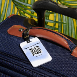 Etiqueta De Bagagem código de verificação QR de cor aquática azul adic