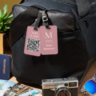Etiqueta De Bagagem Código QR de cor sólida Escaneie se perdido Rosa P