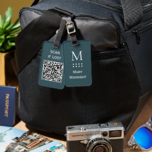 Etiqueta De Bagagem Código QR de cor sólida Escaneie se perdido Verde