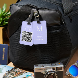 Etiqueta De Bagagem Código QR de cor sólida Leia se perdido Periwinkle