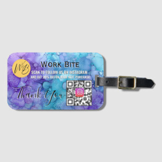 Etiqueta De Bagagem Código QR de desconto do Instagram em aquarela de