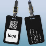 Etiqueta De Bagagem Código QR de logotipo Promocional comercial preto<br><div class="desc">Logotipo simples e design de código QR para sua empresa. Substitua o logotipo, o URL de destino do código QR e os detalhes do nome e endereço com o seu próprio - ou deixe o vazio traseiro. Altere a cor de fundo na ferramenta design para personalizar. Ideal como um item...</div>