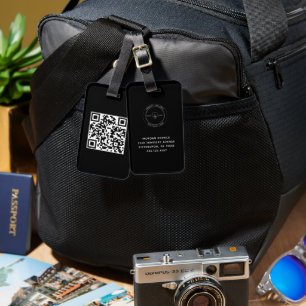 Etiqueta De Bagagem Código QR - Detalhes do nome de logotipo mínimo si