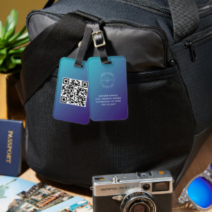 Etiqueta De Bagagem Código QR - Detalhes do nome de logotipo mínimo si
