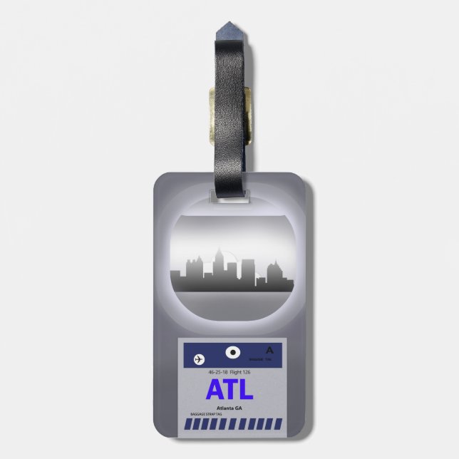 ETIQUETA DE BAGAGEM CÓDIGO & SKYLINE DE ATL (Traseira Vertical)