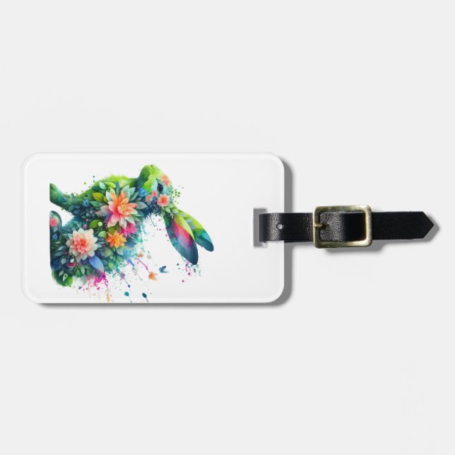 Etiqueta De Bagagem Coelho de Energia do Flor (Frente Horizontal)