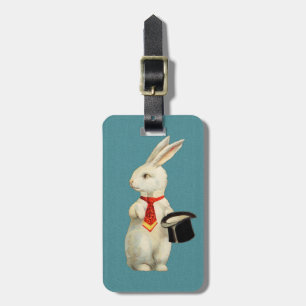 Etiqueta De Bagagem Coelho do branco do vintage